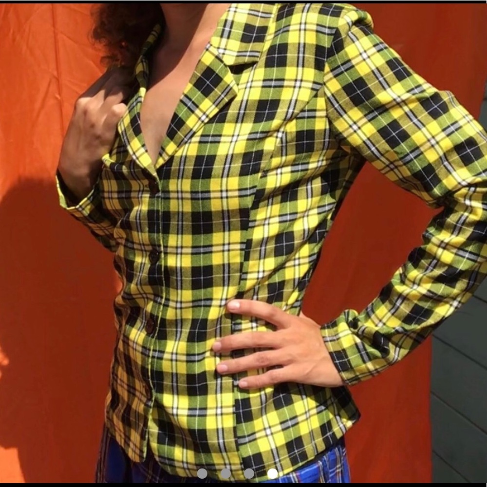 Clueless inspired yellow plaid blazer